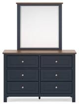 Landocken - Dresser and Mirror - Brown / Blue