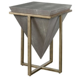 Bertrand - Shagreen Accent Table - Gray, Dark & Gold
