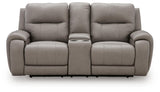 Real Moments - Power Reclining Loveseat With Audio Seating - Ash