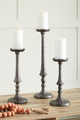 Eravell - Candle Holder Set (Set of 3) - Pewter Finish