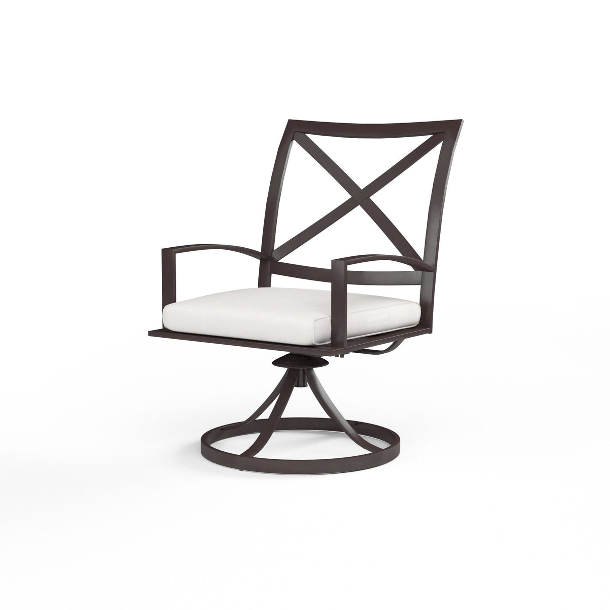 La Jolla - Swivel Dining Chair, With Self Welt - Canvas Flax / Dark Brown