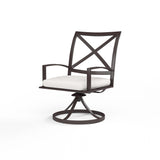La Jolla - Swivel Dining Chair, With Self Welt - Canvas Flax / Dark Brown