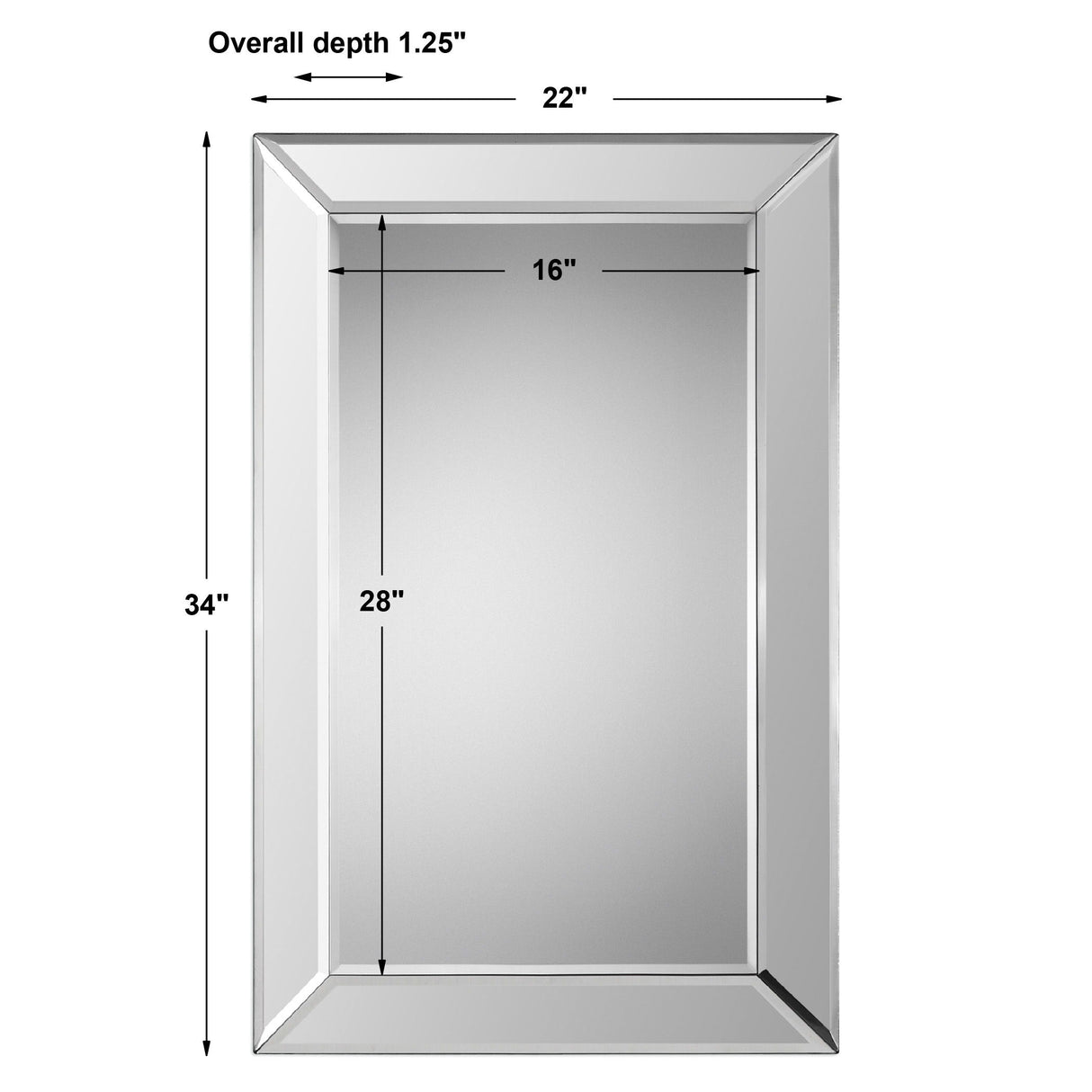 Frameless Beveled Mirror - Silver