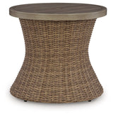Laguna Heights - Round End Table With Umbrella Option - Beige