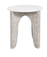 Bali - Round End Table - White Wash / Faux Plaster