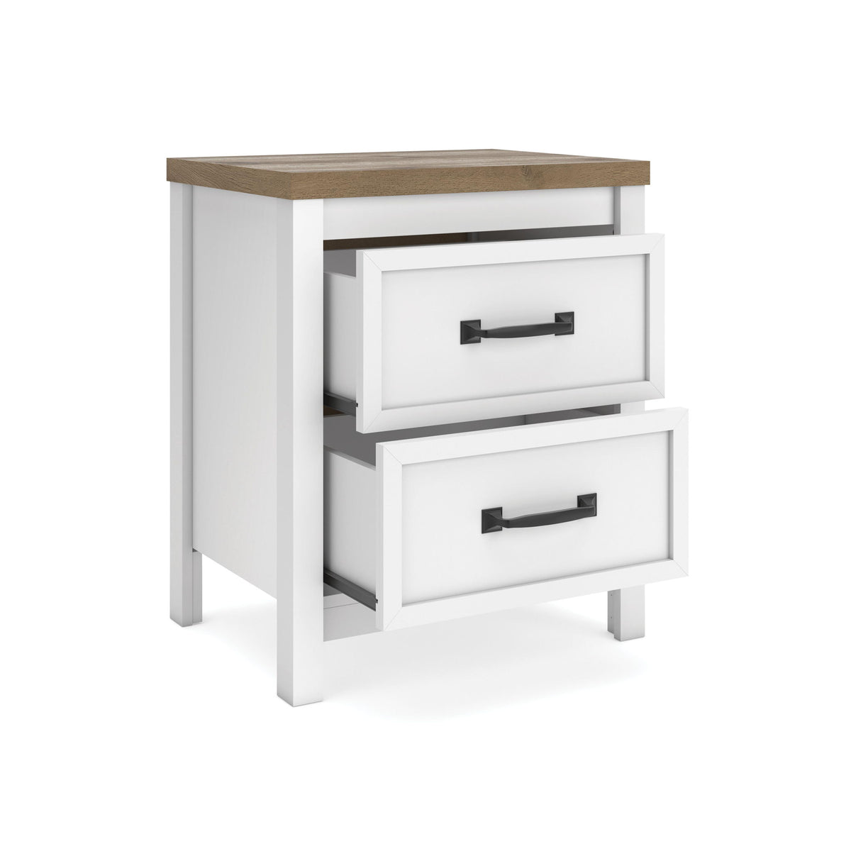 Kerisden - Two Drawer Night Stand - White / Brown
