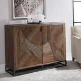 Evros - Reclaimed Wood 2 Door Cabinet - Brown, Dark
