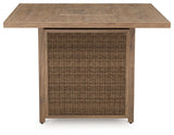 Walton Bridge - 5 Pc. - Square Bar Table W/Fire Pit, 4 Barstools - Driftwood