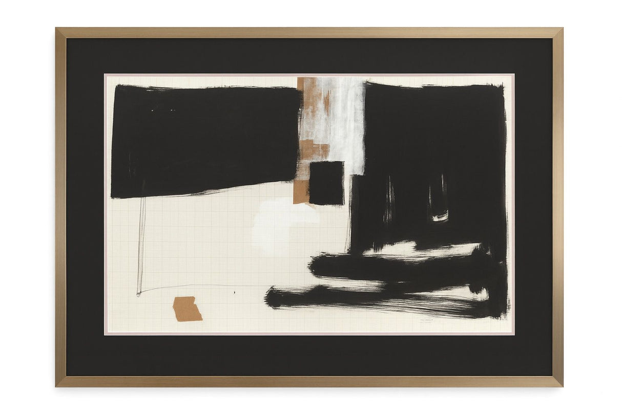 Balancing Framed Print - Black / Brown / Cream / White