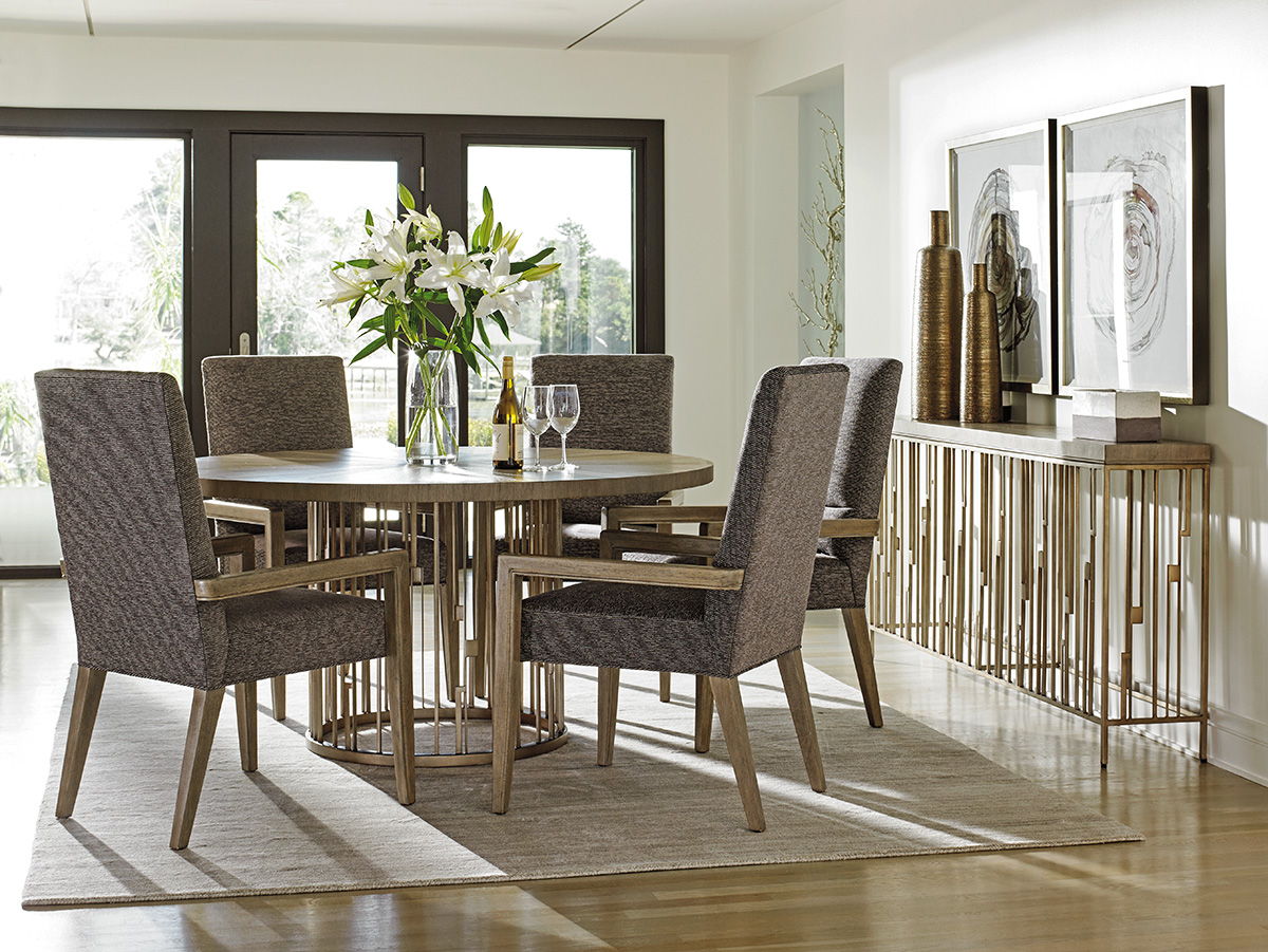 Shadow Play - Rendezvous Round Metal Dining Table With Wooden Top - Light Brown