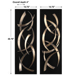 Brushstrokes - Metal Wall Art, Set Of 2 - Black