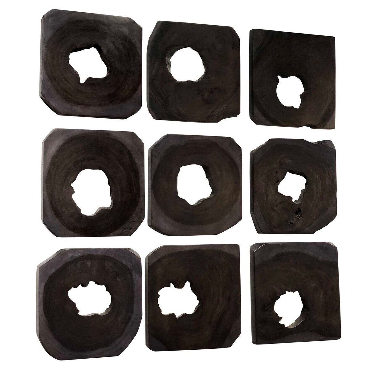 Bahati - Ebony Wood Wall Art, Set Of 9 - Black