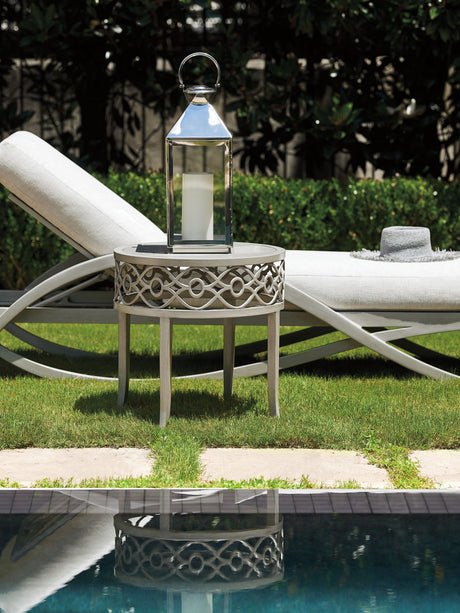 Silver Sands - Round End Table - Pearl Silver