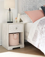 Paxberry - Whitewash - One Drawer Night Stand - Open Cubby