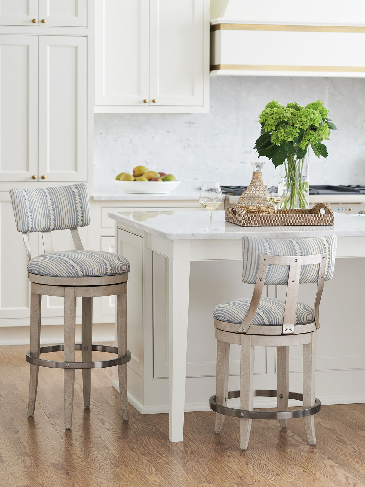 Malibu - Cliffside Swivel Upholstered Bar Stool - Light Blue