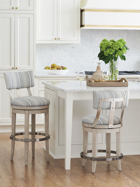Malibu - Cliffside Swivel Upholstered Bar Stool - Light Blue