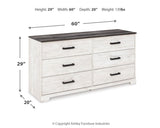 Shawburn - Six Drawer Dresser - Pewter-tone pulls - White / Black / Gray
