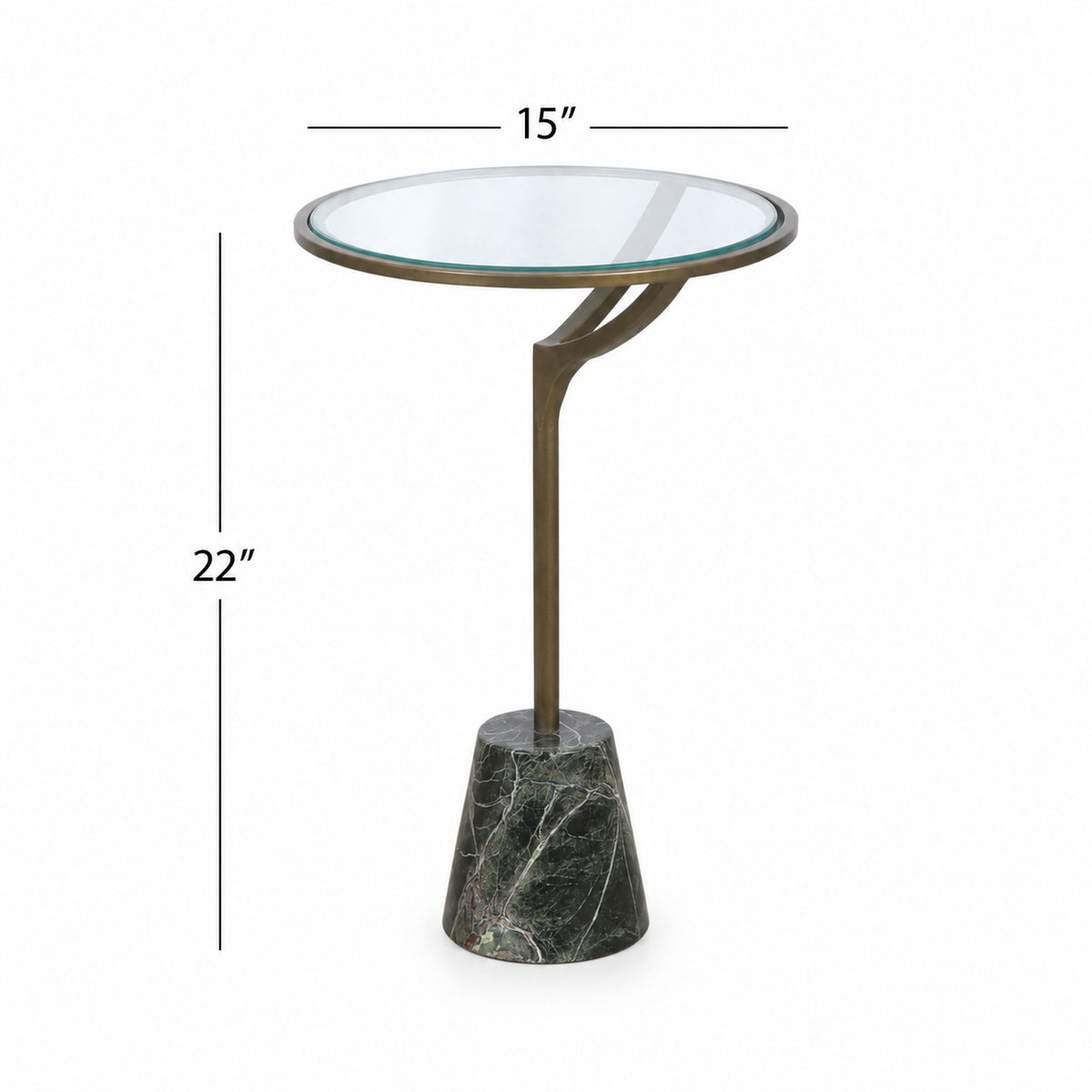 Gianna - Accent Table - Antique Brass / Green Marble