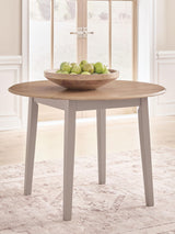 Harperfeld - Round Dining Room Drop Leaf Table - Natural / Gray