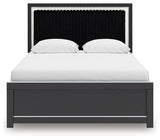 Zuraleus - 4 Pc. - Queen Upholstered Bed With Roll Slats, Dresser, Mirror And Nightstand - Black