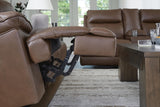 Vonryan - Power Reclining Loveseat With Console / Adj Headrest - Tobacco