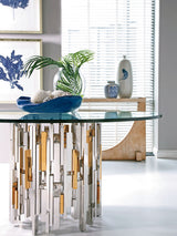 Signature Designs - Cityscape Round Dining Table With Glass Top - Pearl Silver