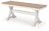 Purlaney - Large Dining Room Bench - Antique White / Natural