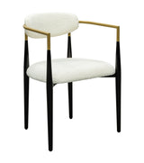 Jenson - White Dining Chair - Semi-Gloss Black /Brushed Gold / Ivory Boucle