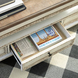 Realyn - Lift Top Cocktail Table - White / Brown