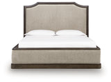 Wickenger - King Upholstered Panel Bed - Dark Brown