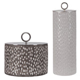Cyprien - Ceramic Containers, Set Of 2 - Pearl Silver