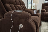 Free Wake - Double Relcining Power Loveseat With Console - Chocolate