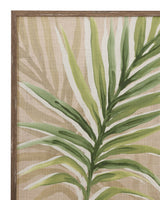 Burlap Palm Frond I Framed Print - Light Brown / Green