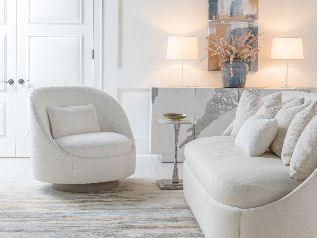 Artistica Upholstery - Genevieve Swivel Fabric Chair - White