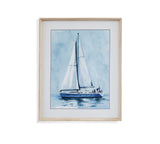 Lone Sailboat I Framed Print - Blue