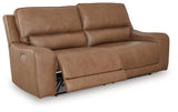 DeepWakes - 2 Seat Power Reclining Sofa Adjustable Headrest - Caramel