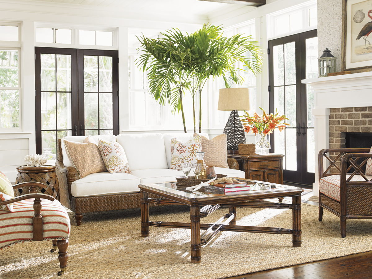 Bali Hai - Harborside Sofa - Dark Brown / White