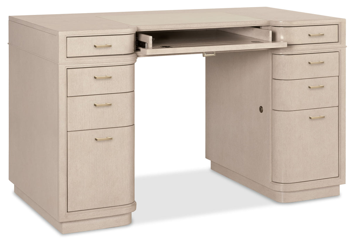 Marlowe - Knee-Hole Desk - Polished Limestone