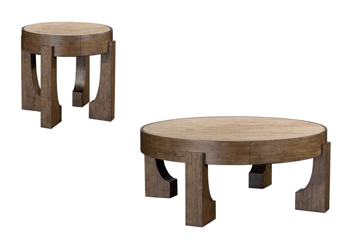 Canyon - End Table - Espresso / Travertine