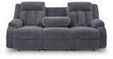 Observation - Reclining Power Sofa With Drop Down Table - Steel