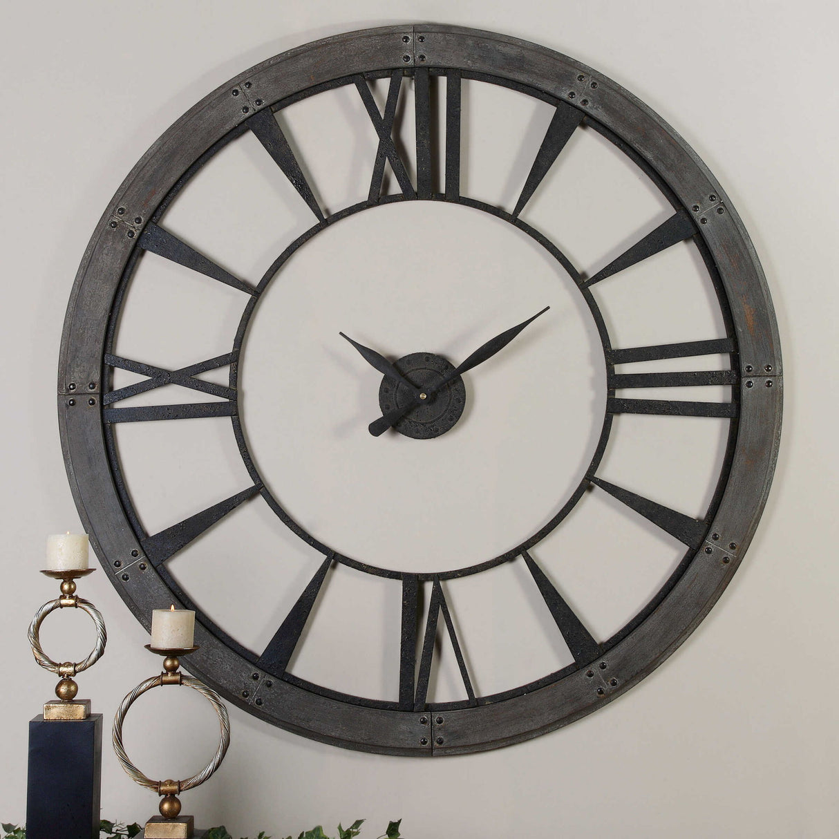 Ronan - Wall Clock, Large - Brown, Dark
