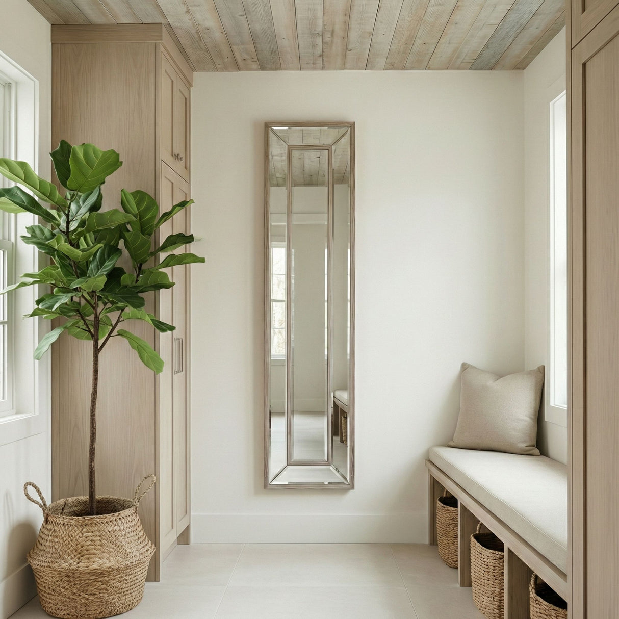 Pompano - Floor Mirror - Light Brown