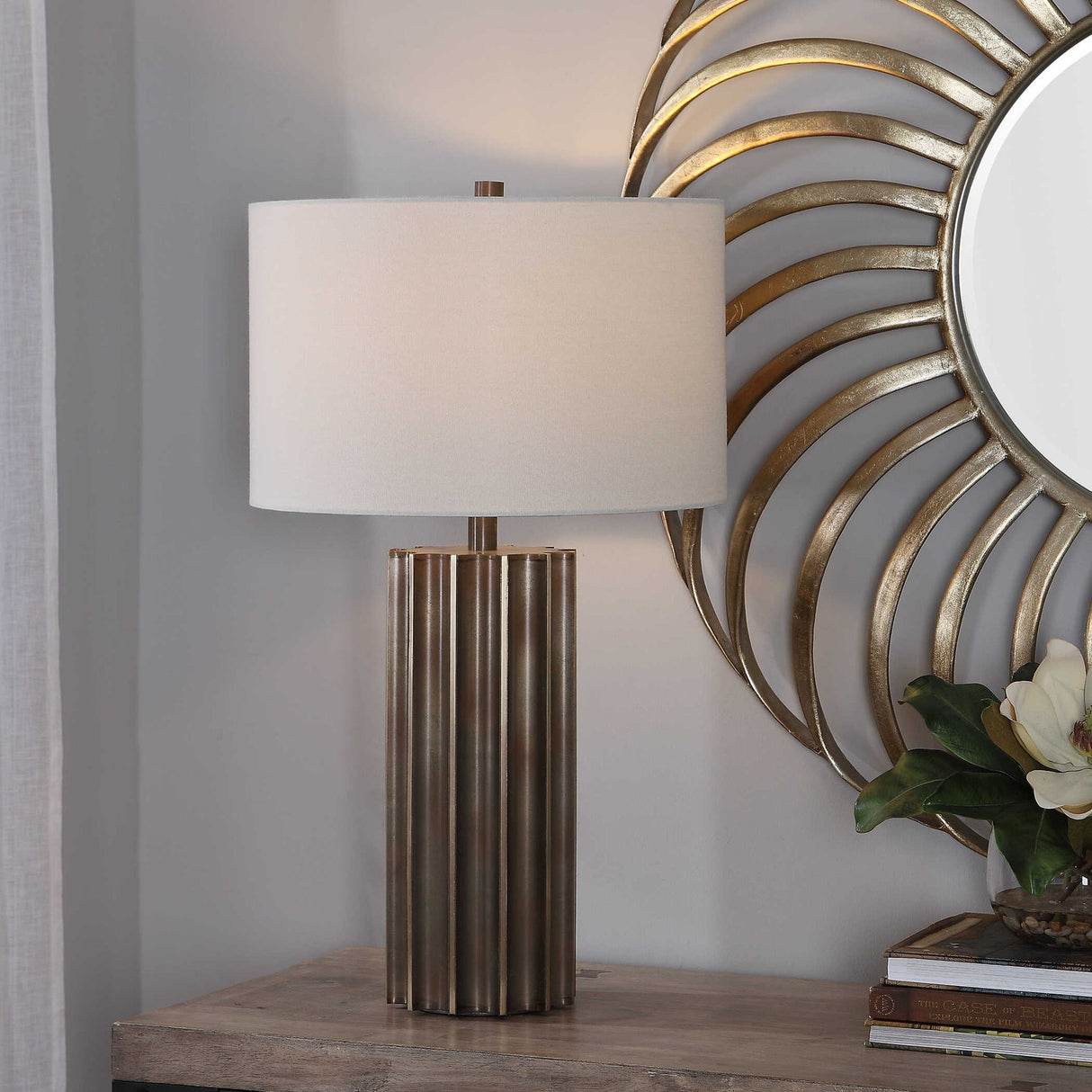 Khalio - Gun Metal Table Lamp - Brown, Dark