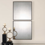 Matty - Antiqued Square Mirrors, Set Of 2 - Black