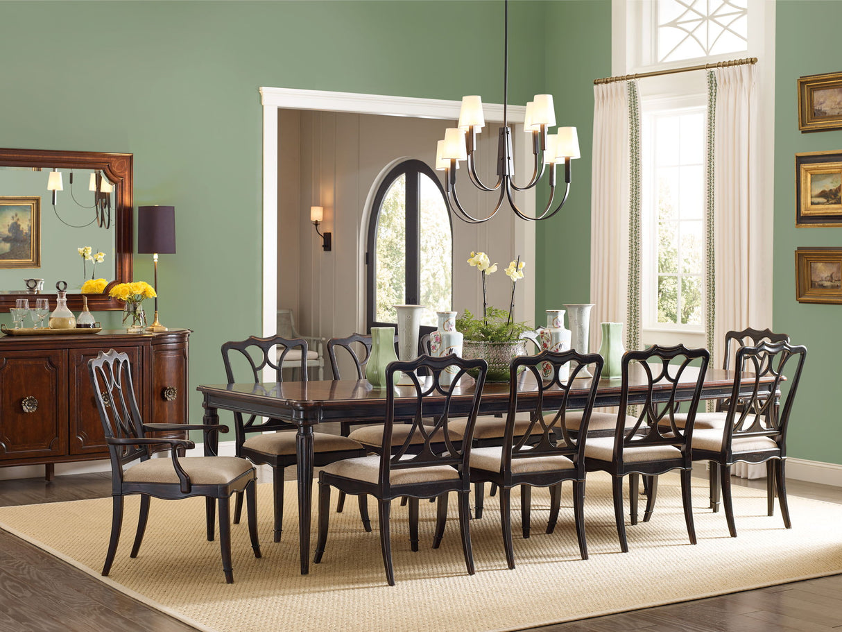Charleston - Rectangle Leg Dining Table With 2-22in leaves - Dark Brown