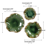 Abella - Ceramic Wall Decor, Set Of 3 - Green