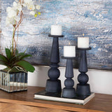 Cassiopeia - Glass Candleholders, Set Of 3 - Blue
