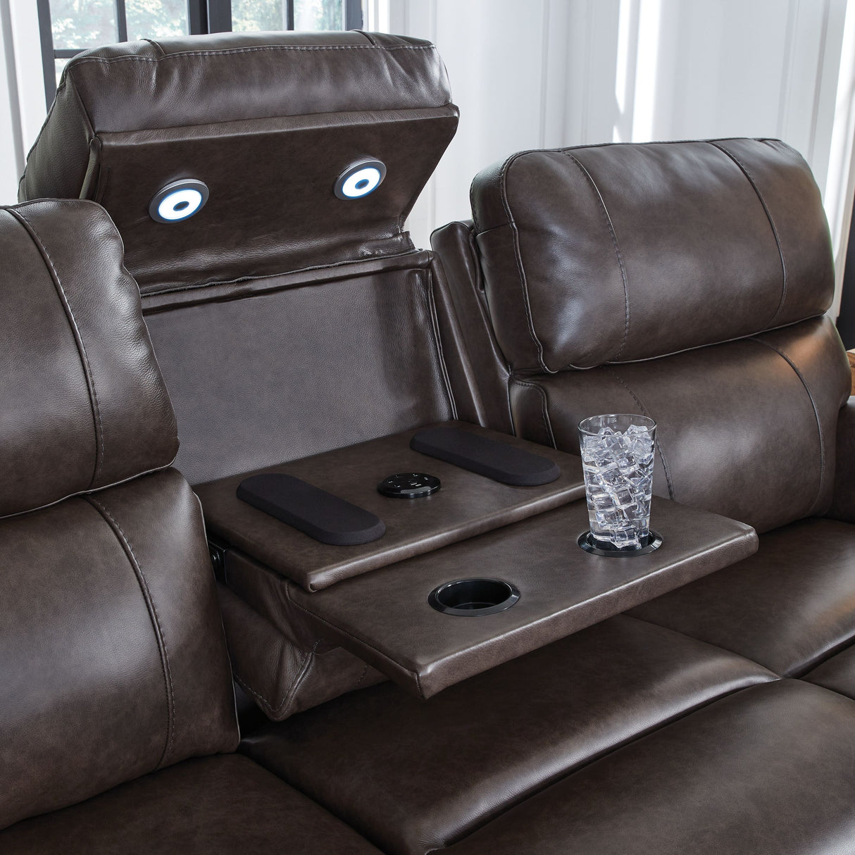 Crossplex - Smoke - Power Reclining Sofa With Adjustable Headrest