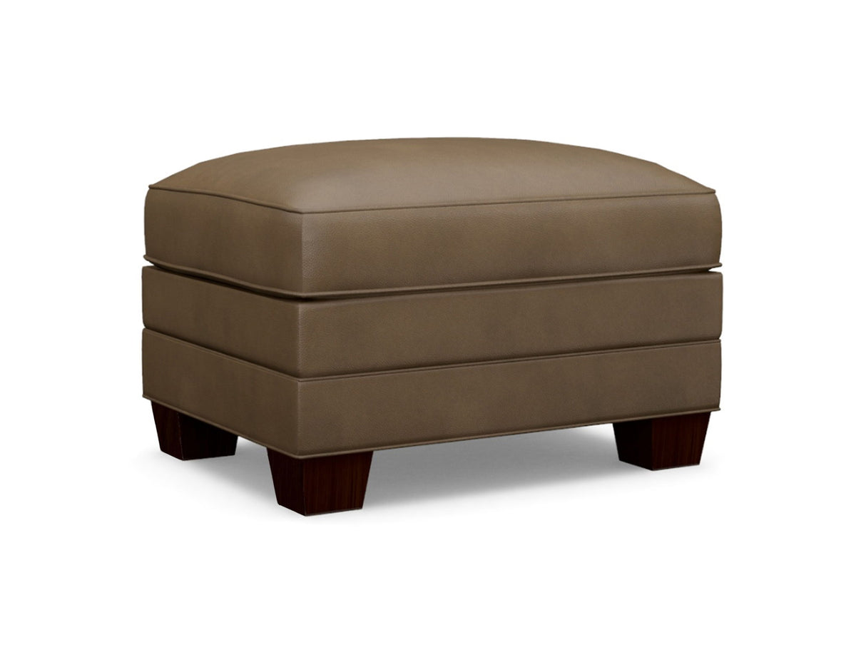 Couture Leather - Brayden Leather Ottoman - Dark Brown