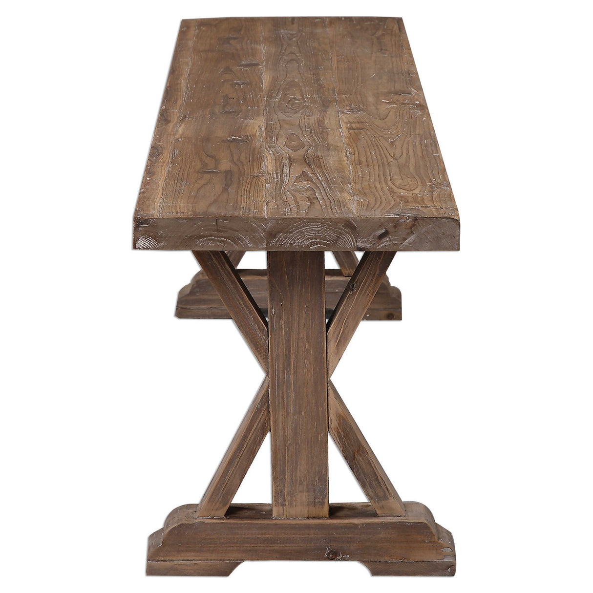 Stratford - Salvaged Wood Bench - Brown, Dark